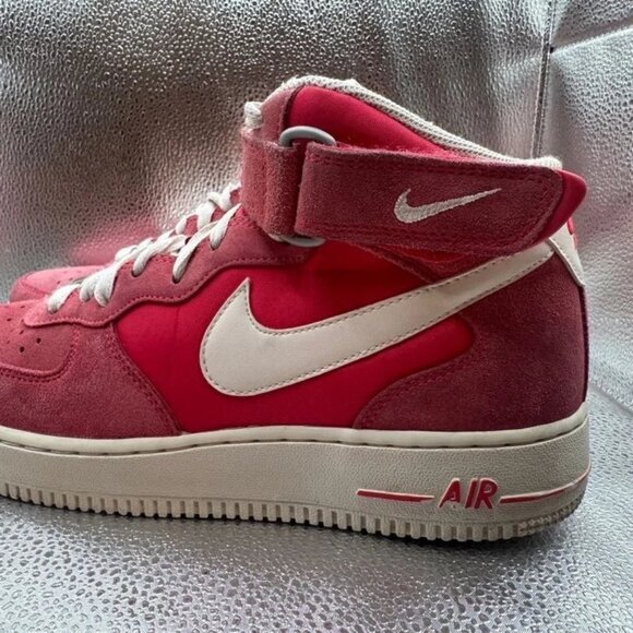 Size‎ 8 - Nike Air Force 1 '07 Mid Mens Fusion Red Sneakers Shoes 315123-604 - Picture 6 of 11